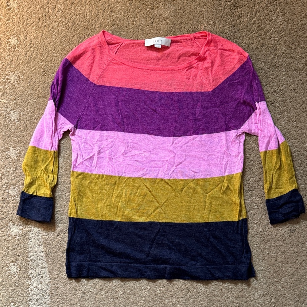 LOFT Multicolor Striped Lightweight Sweater